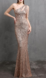 CHAMPAGNE CUTOUT SEQUIN MAXI DRESS styleofcb