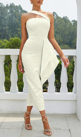 LEAF EMBROIDERY MIDI DRESS IN WHITE styleofcb