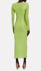 CRYSTAL EMBELLISHED MIDI DRESS IN YELLOW styleofcb