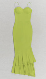 STRAPPY FISHTAIL MAXI DRESS IN GREEN styleofcb