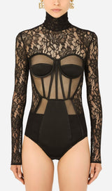 LACE LONG SLEEVE MINI DRESS IN BLACK Dresses styleofcb