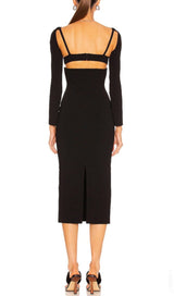 BANDAGE SEXY HALTER HOLLOW SKINNY SLIM MIDI DRESS IN BLACK styleofcb