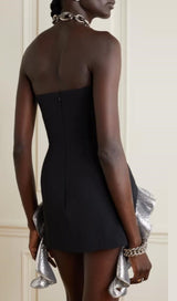 METALLIC-RUFFLE STRAPLESS MINIDRESS styleofcb