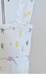 SHELL-PRINT STRAP MIDI DRESS IN WHITE DRESS STYLE OF CB