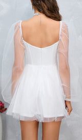 FAIRYTALE DREAM SHEER SLEEVE MINI DRESS WHITE styleofcb