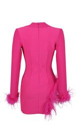 FEATHER JACKET DRESS IN HYPER PINK styleofcb