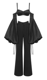 BUBBLE SLEEVE TWO PIECE SUIT IN BLACK Suits styleofcb