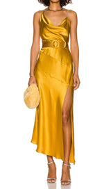 BANDAGE RUCHED MIDI DRESS IN GOLD Dresses styleofcb