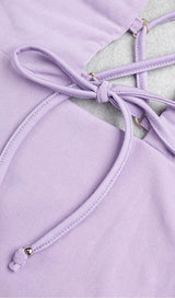 POLYESTER SOLID COLOUR SIMPLE LACE UP HOLLIOWED OUT ONE STEP DRESS IN LIGHT PURPLE styleofcb