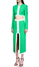 BANDAGE TWO-PIECE PATCHWORK MAXI DRESS IN GREEN styleofcb