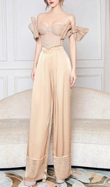 TINA SATIN PANTS IN APRICOT