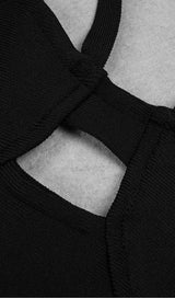 BANDAGE SEXY HALTER HOLLOW SKINNY SLIM MIDI DRESS IN BLACK styleofcb