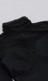 MESH STITCHED SKINNY BUTTOCKS MIDI DRESS IN BLACK styleofcb