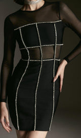 BANDAGE CUT OUT MESH KNITTED MINI DRESS styleofcb