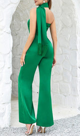 SATIN STRAP JUMPSUIT IN GREEN styleofcb