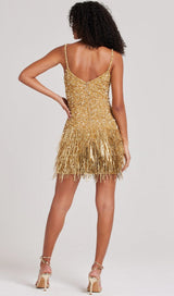 GOLD TASSEL SEQUIN MINI DRESS styleofcb