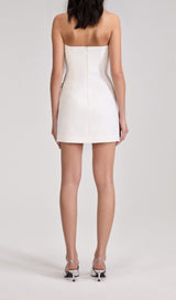 BANDAGE FEATHER CRYSTAL MINI DRESS IN WHITE styleofcb