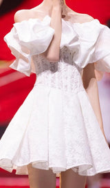 OFF SHOULDER CORSET MINI DRESS IN WHITE DRESS STYLE OF CB
