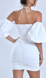 BUBBLE SLEEVE MINI DRESS IN WHITE Dresses styleofcb