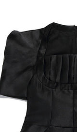 SQUARE NECK PUFF SLEEVE DRESS IN BLACK styleofcb