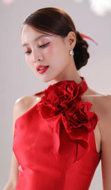 ROSE EMBELLISHED SATIN MINI DRESS IN RED DRESS styleofcb