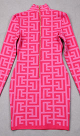 LONG SLEEVE MINI DRESS IN PINK Dresses styleofcb