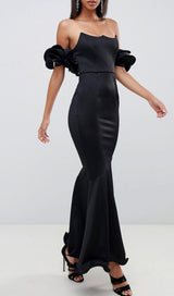 THREE-DIMENSIONAL CURLY BANDEAU DRESS IN BLACK styleofcb
