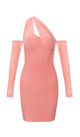 BANDAGE MESH IRREGULAR STRAPS MINI DRESS IN PINK styleofcb