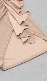 STREAMER IRREGULAR RUFFLE DRESS IN APRICOT styleofcb