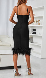 V NECK BACKLESS BODYCON MIDI DRESS IN BLACK Dresses styleofcb