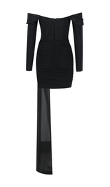 OFF SHOULDER STRAP MINI DRESS IN BLACK styleofcb