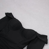 OFF SHOULDER STRAP MINI DRESS IN BLACK styleofcb