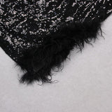 BLACK SEQUIN FEATHER TRIM BLAZER DRESS Dresses styleofcb