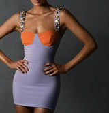 Purple Orange Bandage Mini Dress Dresses styleofcb