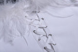 FEATHER CORSET MINI DRESS IN WHITE styleofcb