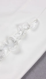 FLORAL EMBELLISHED SLIT MIDI DRESS IN WHITE DRESS STYLE OF CB