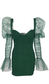 LONG SLEEVE MINI DRESS IN GREEN Dresses styleofcb XS GREEN