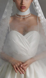 RHINESTONE SUSPENDER PLEATED DRESS IN BEIGE styleofcb