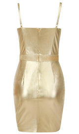 BANDAGE BODYCON MINI DRESS IN GOLD Dresses styleofcb
