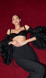 BUBBLE SLEEVE TWO PIECE SUIT IN BLACK Suits styleofcb