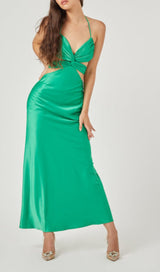 BUTTERFLY CUT OUT MAXI SLIP DRESS IN GREEN styleofcb