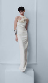 FLOWER SLEEVELESS MAXI DRESS IN WHITE styleofcb