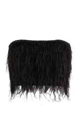 STRAPLESS FEATHER TOP Shirts & Tops styleofcb XS BLACK