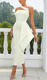LEAF EMBROIDERY MIDI DRESS IN WHITE styleofcb