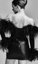 FEATHER CORSET MINI DRESS IN BLACK styleofcb