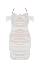 MESH HALTER BODYCON MINI DRESS styleofcb