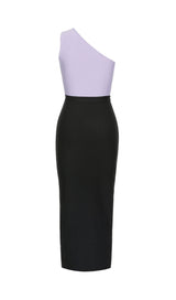 BANDAGE ONE-SHOULDER THIGH SLIT DRESS IN PURPLE styleofcb