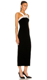 SLEEVELESS EVENING MIDI DRESS IN BLACK & WHITE Dresses styleofcb