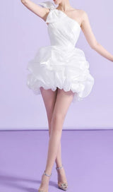 WHITE ONE SHOULDER BOWKNOT MINI DRESS Dresses styleofcb