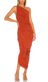 PLEATED SLEEVELESS ONE-SHOULDER DRESS styleofcb